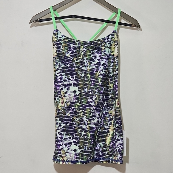 Lululemon Dancing Warrior Tank Strappy Back Neon Abstract Workout Gym Athleisure - Picture 1 of 9